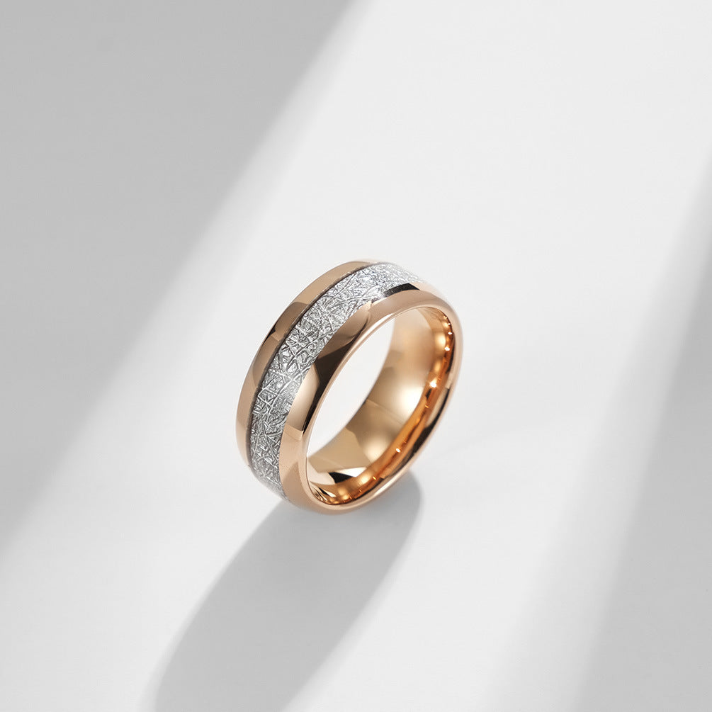 Rockyu タングステン 圧紋デザインリング メンズ レディース 指輪 ゴールド×シルバー 4mm 6mm 8mm 幅 金属アレルギー対応