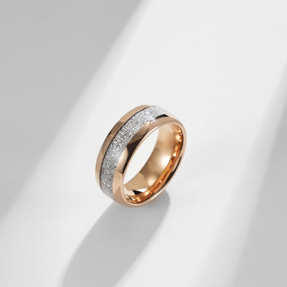 Rockyu タングステン 圧紋デザインリング メンズ レディース 指輪 ゴールド×シルバー 4mm 6mm 8mm 幅 金属アレルギー対応