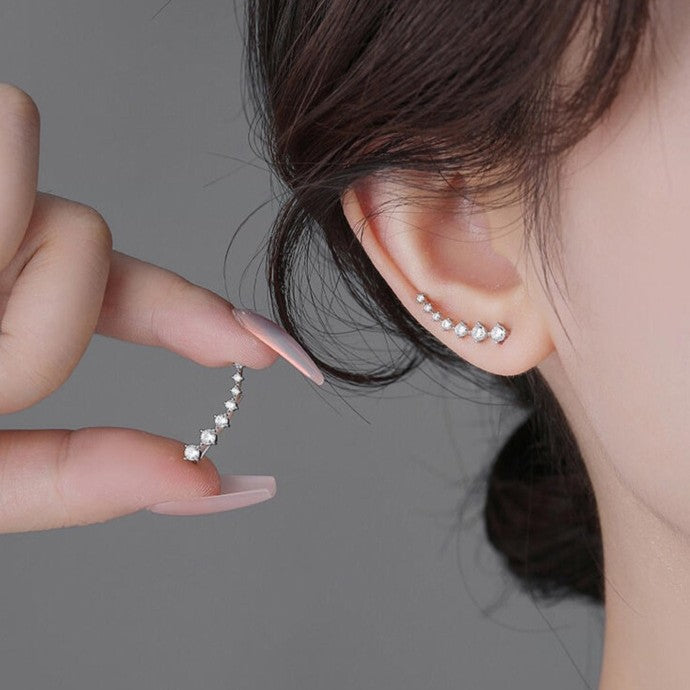 Rockyu スタークリップピアス レディース｜S925＆キュービックジルコニアの7連星イヤーカフ