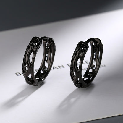 Rockyu ピアス メンズ レディース 龍モチーフ リングピアス 銅製 金属アレルギー対応