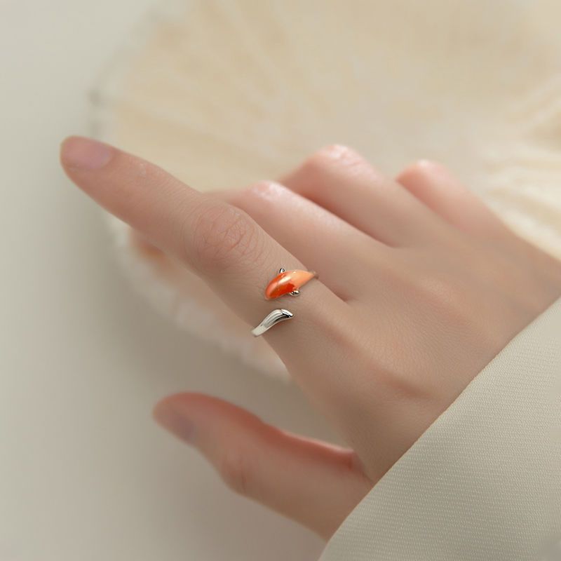 Rockyu 錦鯉モチーフリング 幸運を呼ぶ開口デザイン S925シルバー指輪