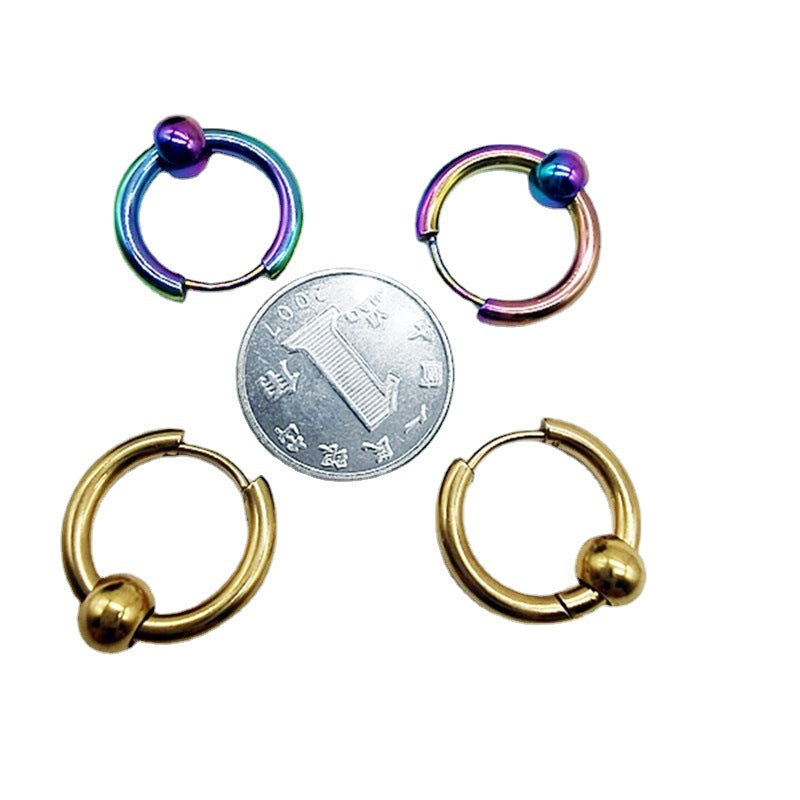 Rockyu メンズピアス フープ 両耳用 17mm リングピアス ステンレス製 シンプル 金属アレルギー対応