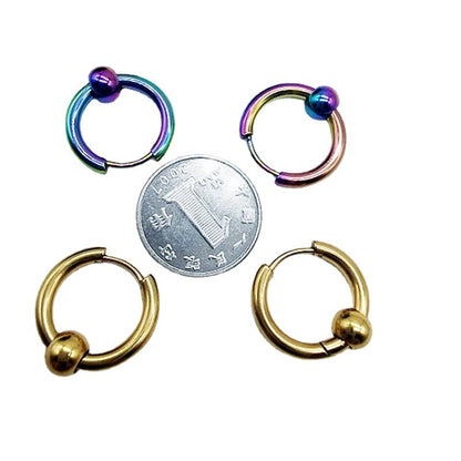 Rockyu メンズピアス フープ 両耳用 17mm リングピアス ステンレス製 シンプル 金属アレルギー対応