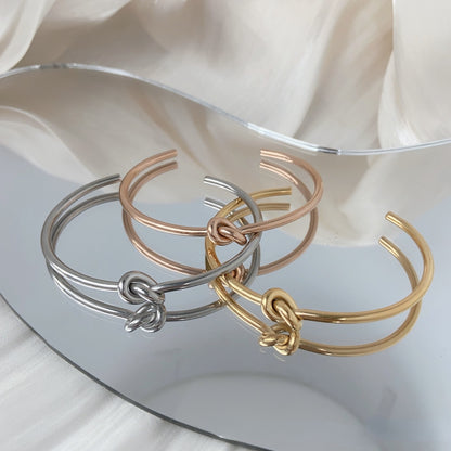 Rockyu ステンレス バングル レディース 結びデザイン ニューヨークスタイル シンプル