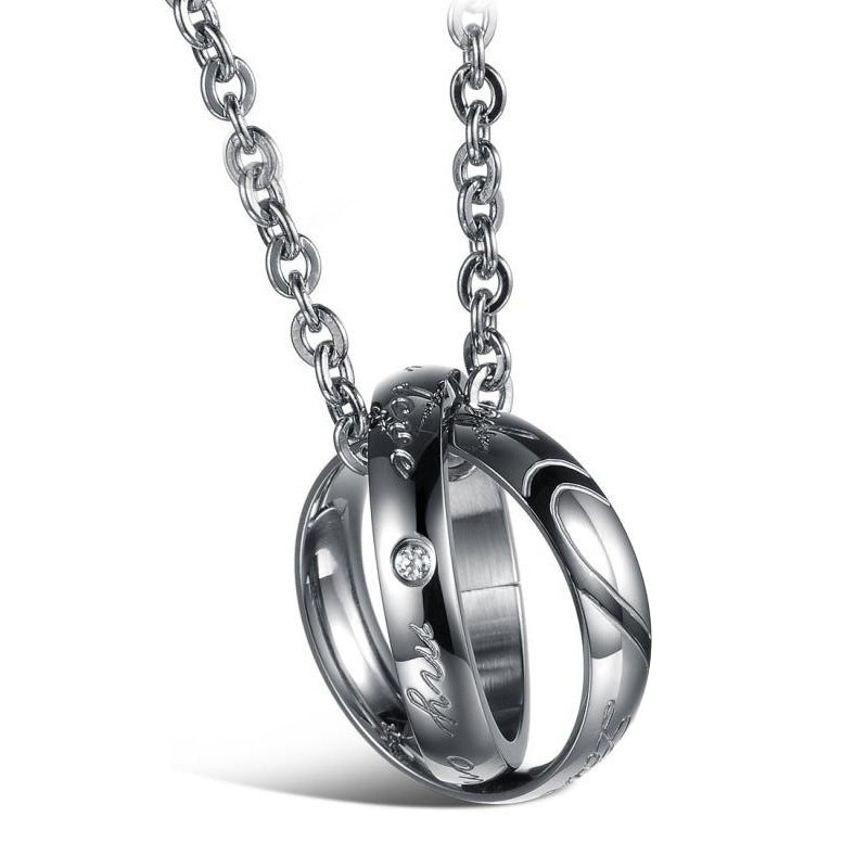 Rockyu ペアネックレス カップル ジュエリー ステンレス リングネックレス シンプル おしゃれ 記念日 プレゼント