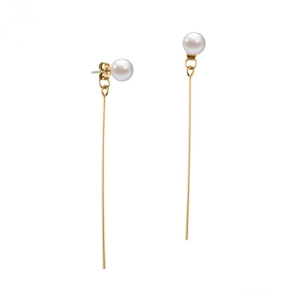 Rockyu パールチェーンピアス ステンレス ゴールド シルバー レディース