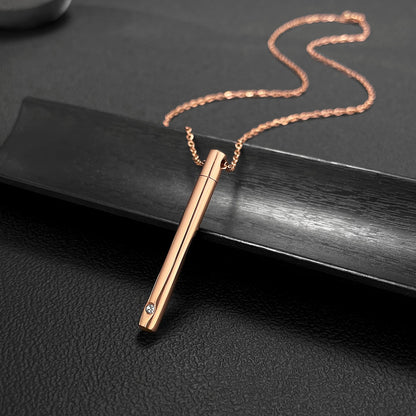 Rockyu 円筒カプセル 遺骨ネックレス｜ジルコニア×ステンレス製 手元供養ペンダント