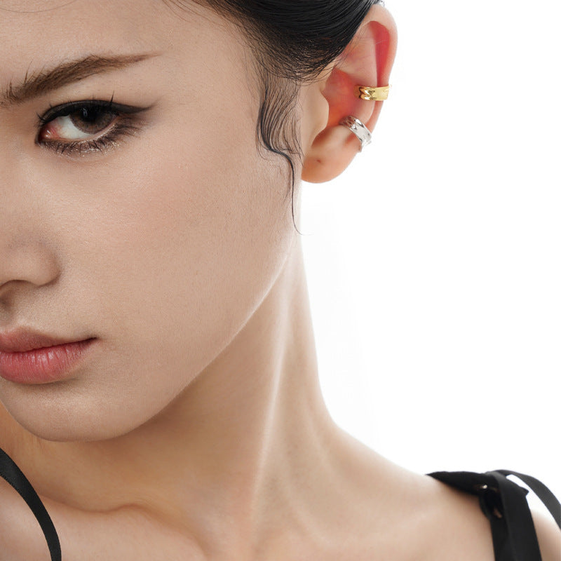 Rockyu ピアス メンズ レディース シルバー925 ゴールド フェイク イヤーカフ 金属アレルギー対応