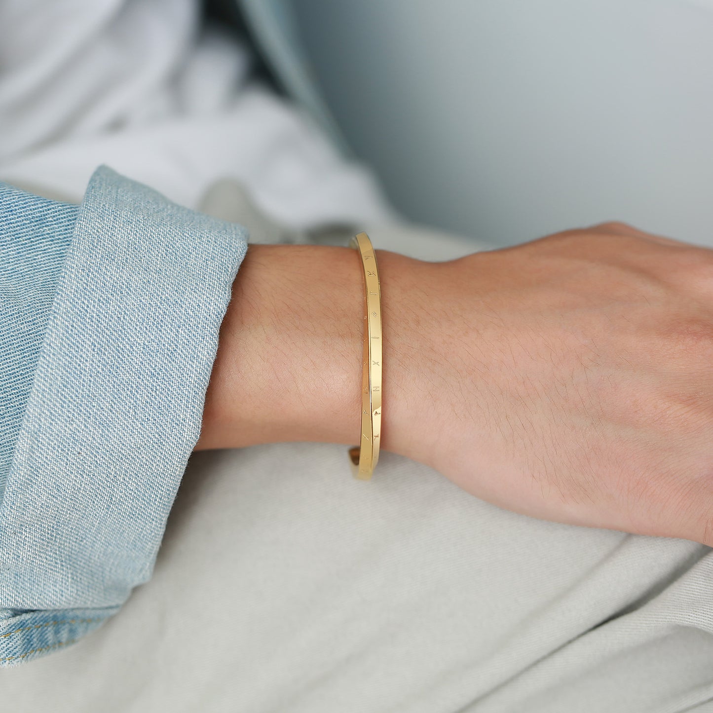 Rockyu ブレスレット メンズ モービウスデザイン バイキング符号 ステンレス オープン C型