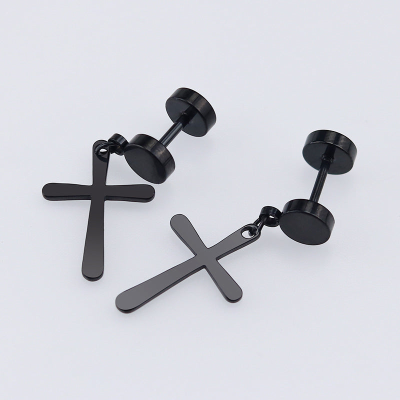 Rockyu ピアス メンズ レディース クロス アンク 十字架 ステンレス シルバー ゴールド アレルギー対応