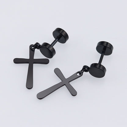 Rockyu ピアス メンズ レディース クロス アンク 十字架 ステンレス シルバー ゴールド アレルギー対応