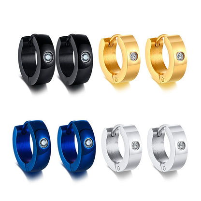 Rockyu サージカルステンレス フープピアス メンズ レディース 幅広 シンプル ジルコニア 金属アレルギー対応