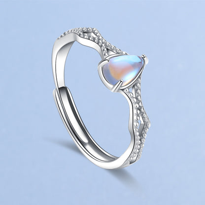 Rockyu ペアリング カップル 人気 フリーサイズ シルバー925 姫と騎士指輪 剣 ムーンストーン 大粒 お守り 永遠の愛 バレンタインデー 恋人の日 プレゼント