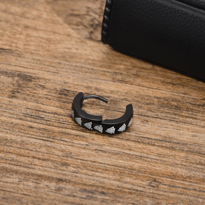 Rockyu ステンレス製 ブラックコーティング柄入りフープピアス メンズ 片耳用