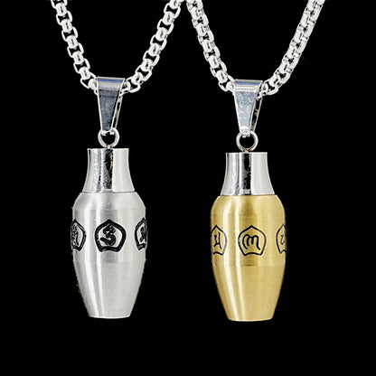 Rockyu 六字真言 遺骨ペンダント メンズ ステンレス 手元供養 ネックレス