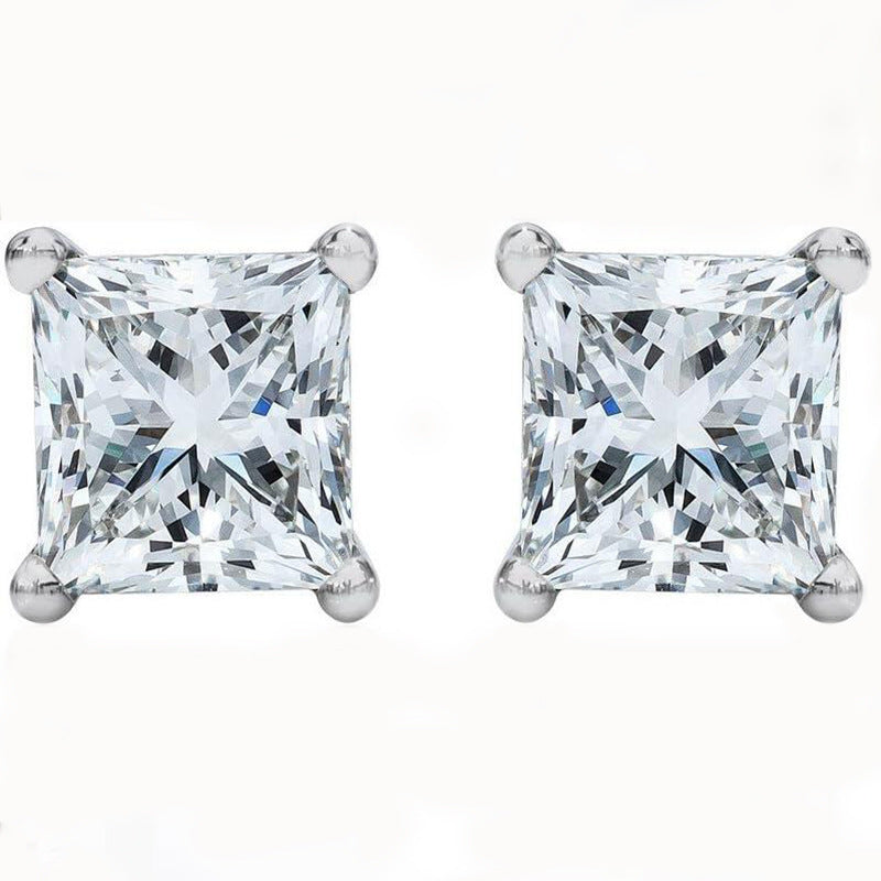 Rockyu ピアス レディース 一粒ジルコニア スタッドピアス 925シルバー製 スクエアカット 選べる7サイズ