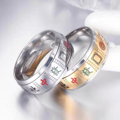 Rockyu 麻雀リング メンズ ステンレス製｜シルバー＆ゴールドのユニークアクセサリー