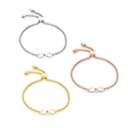 Rockyu インフィニティスライダーブレスレット｜無限モチーフ×調節式チェーン｜3カラー展開