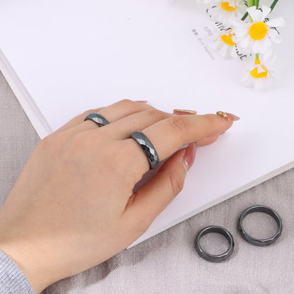 Rockyu テラヘルツ ブラックリング メンズ レディース兼用 指輪 3種セット