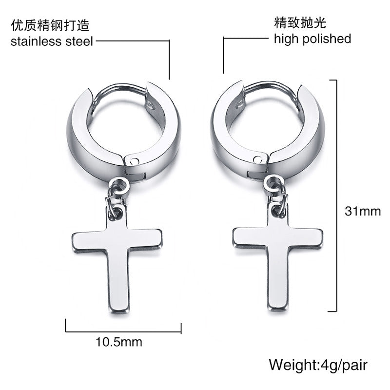Rockyu ピアス レディース メンズ ゴールド クロス リングピアス フープ 十字架チャーム ステンレス製 金属アレルギー対応 ペアアクセサリー