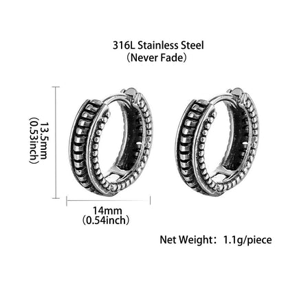 Rockyu ピアス メンズ レディース フープ シルバー 花紋柄 ステンレス製 アレルギー対応 中折れ式