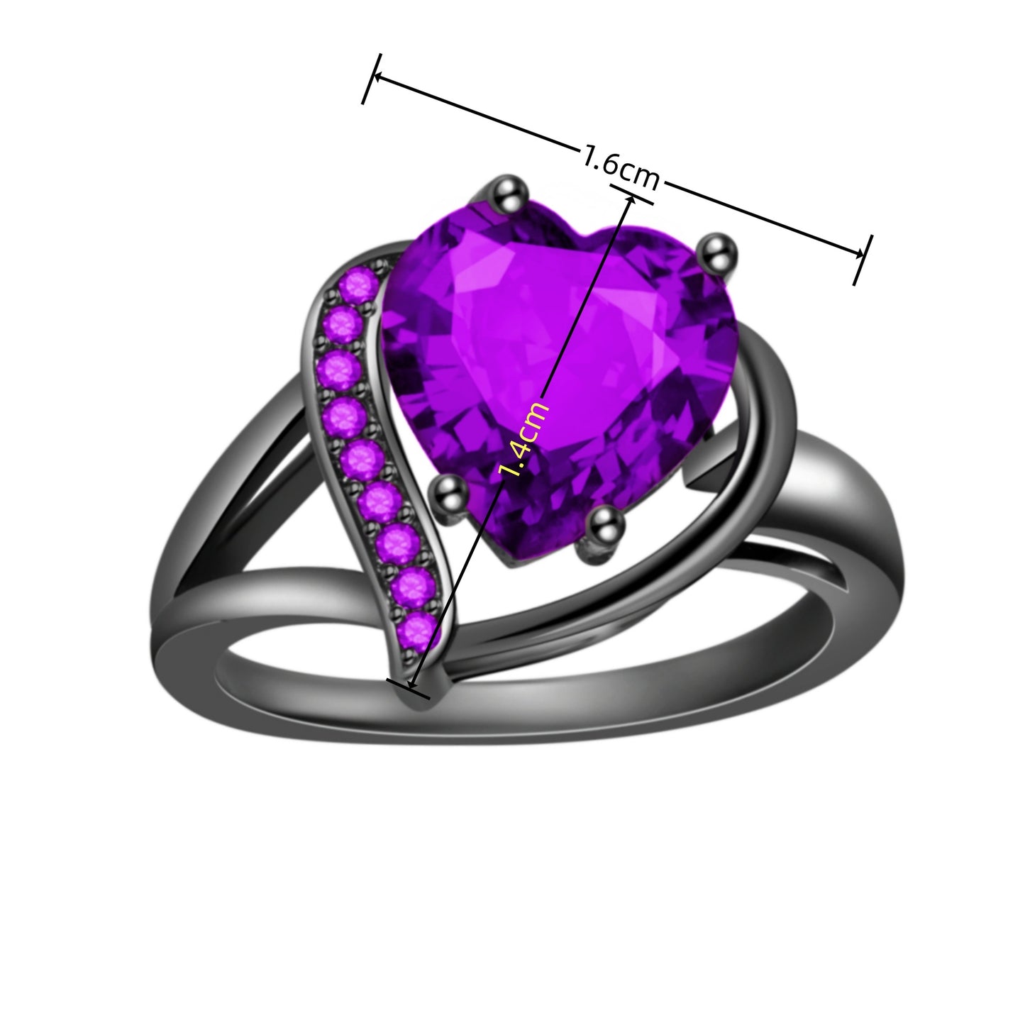 Rockyu ハートシェイプリング レディース｜ブラック×赤ジルコニアの華やかリング