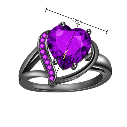 Rockyu ハートシェイプリング レディース｜ブラック×赤ジルコニアの華やかリング