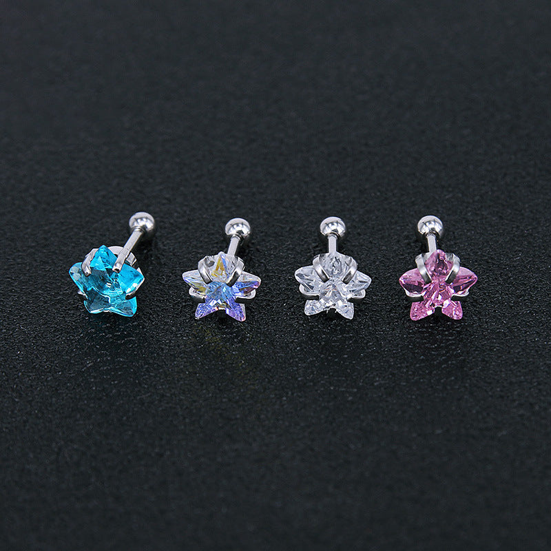 Rockyu レディースピアス シルバー925 スタッドタイプ カラフルクリスタル 多形カット ジュエリー