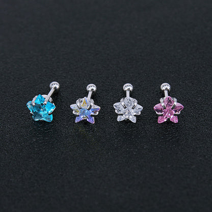 Rockyu レディースピアス シルバー925 スタッドタイプ カラフルクリスタル 多形カット ジュエリー