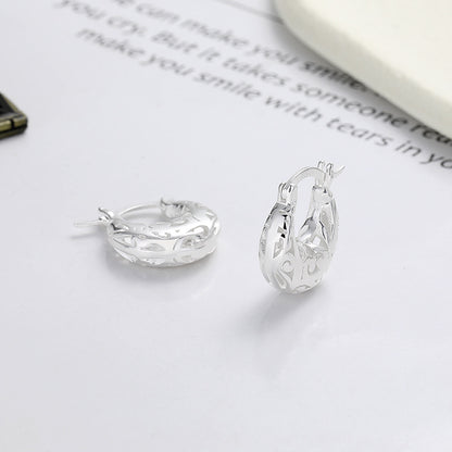 Rockyu シルバー925 月牙モチーフ透かし彫りフープピアス 小ぶりエレガントデザイン