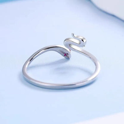 Rockyu スネークリング レディース フリーサイズ 指輪 シンプル蛇モチーフ