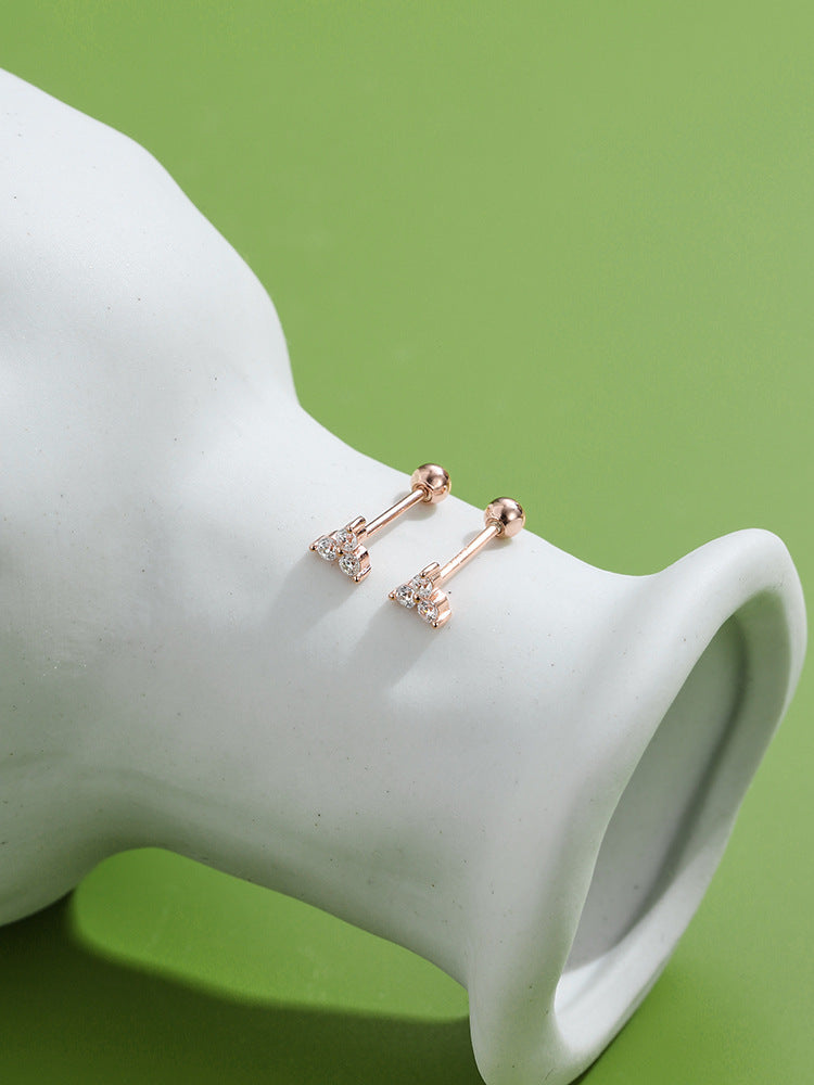 Rockyu ピアス レディース S925 三角ジルコニア スタッドピアス 金属アレルギー対応