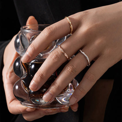 Rockyu ひねりデザイン ジルコニアリング 3色セット レディース 細身 ステンレス アレルギー対応