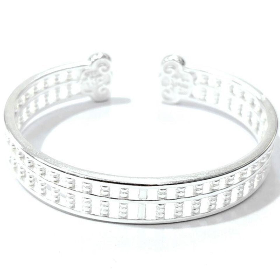 Rockyu バングル 男女兼用 そろばんデザイン シルバー＆ゴールド 開運 厄除け 中華風 アクセサリー