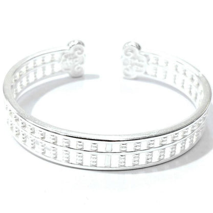 Rockyu バングル 男女兼用 そろばんデザイン シルバー＆ゴールド 開運 厄除け 中華風 アクセサリー