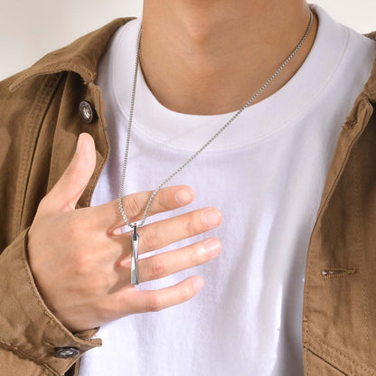 Rockyu メンズ バーネックレス シンプル ステンレススティックペンダント アレルギー対応