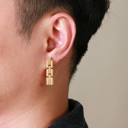 Rockyu メンズピアス チタン製 黒金デザイン 揺れる磁気ピアス 両耳セット