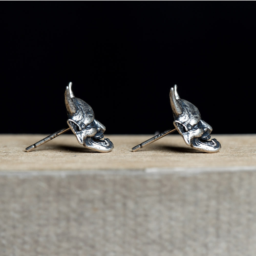 Rockyu 鬼モチーフピアス シルバー925 スタッドタイプ 金属アレルギー対応 男女兼用