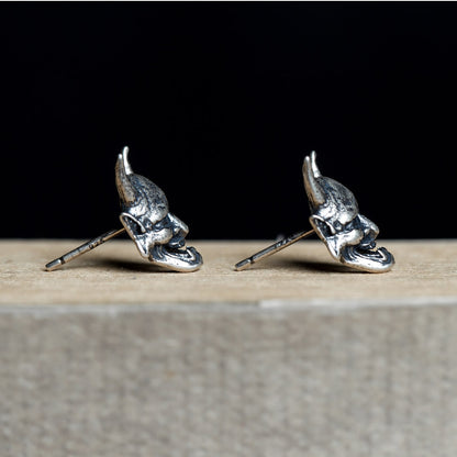 Rockyu 鬼モチーフピアス シルバー925 スタッドタイプ 金属アレルギー対応 男女兼用