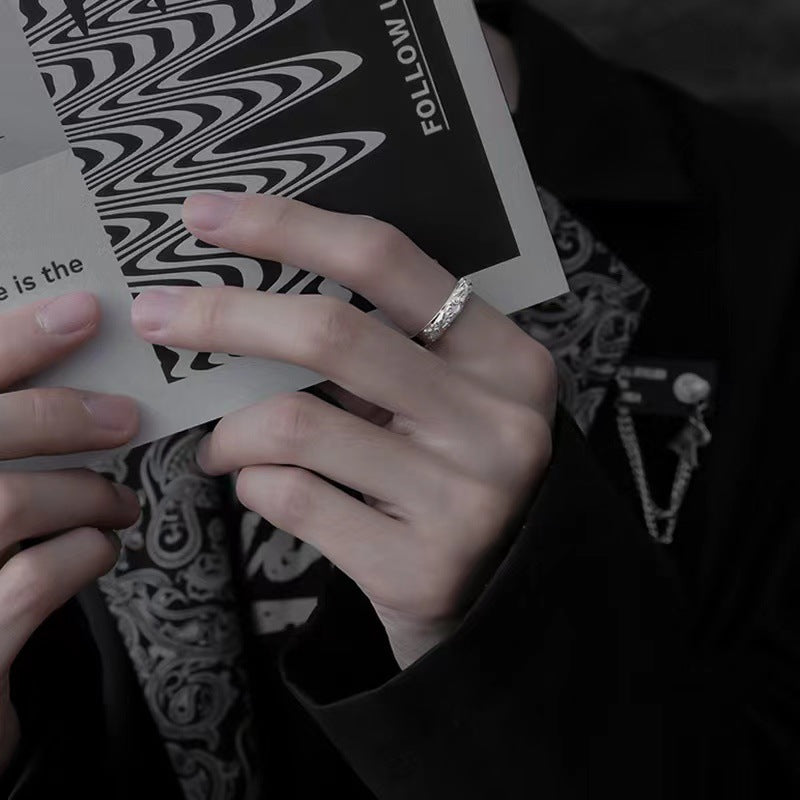 Rockyu ペアリング 貔貅モチーフ シルバー925 フリーサイズ 2個セット 開運お守り