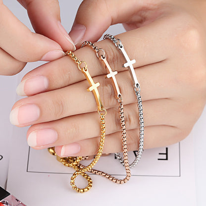 クロススライダーブレスレット｜ステンレス製レディースジュエリー｜3カラー展開