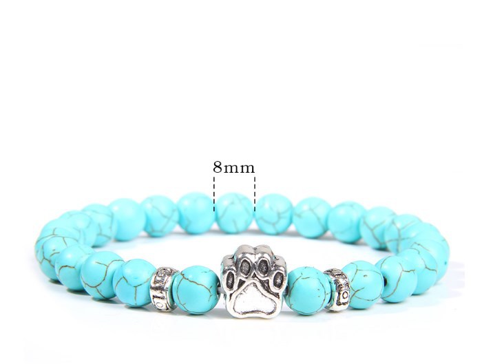 Rockyu ブレスレット メンズ レディース 数珠 ビーズ 天然石 瑪瑙 パワーストーン 犬猫足跡 開運アクセサリー