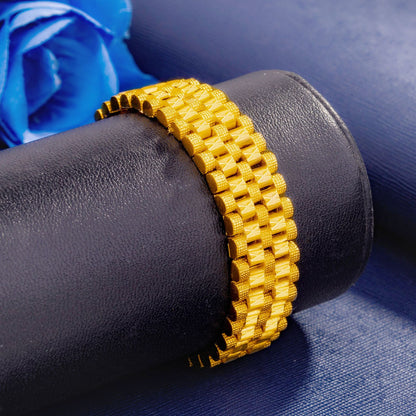 Rockyu メンズ ブレスレット 幅広 18K ゴールド ステンレス おしゃれ ジュエリー 豪華 ゴールドカラー シルバー選択可