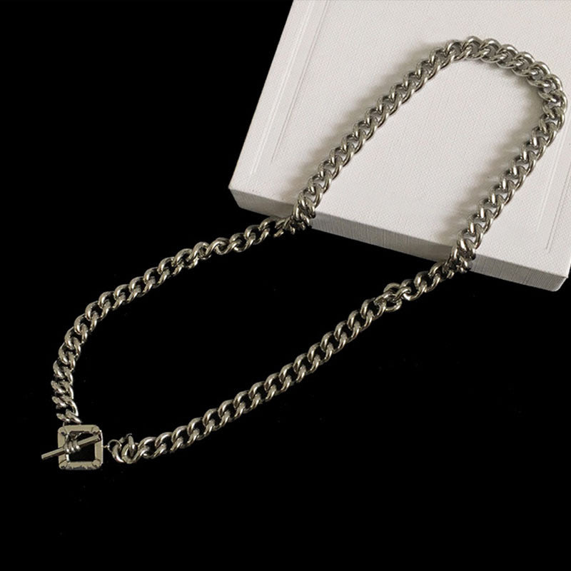 Rockyu レディース ネックレス＆ブレスレット セット ゴールド/シルバー 正方形OTチェーン 真鍮製 金属アレルギー対応