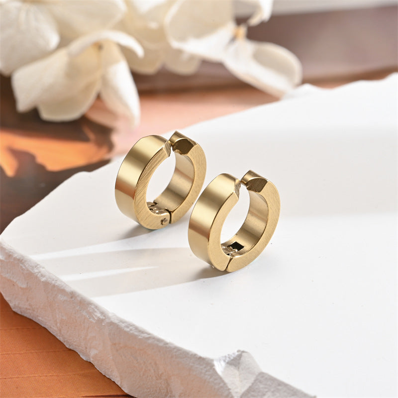 Rockyu フェイクピアス メンズ レディース フープ イヤーカフ ノンホール 黒 青 金 シルバー アレルギー対応