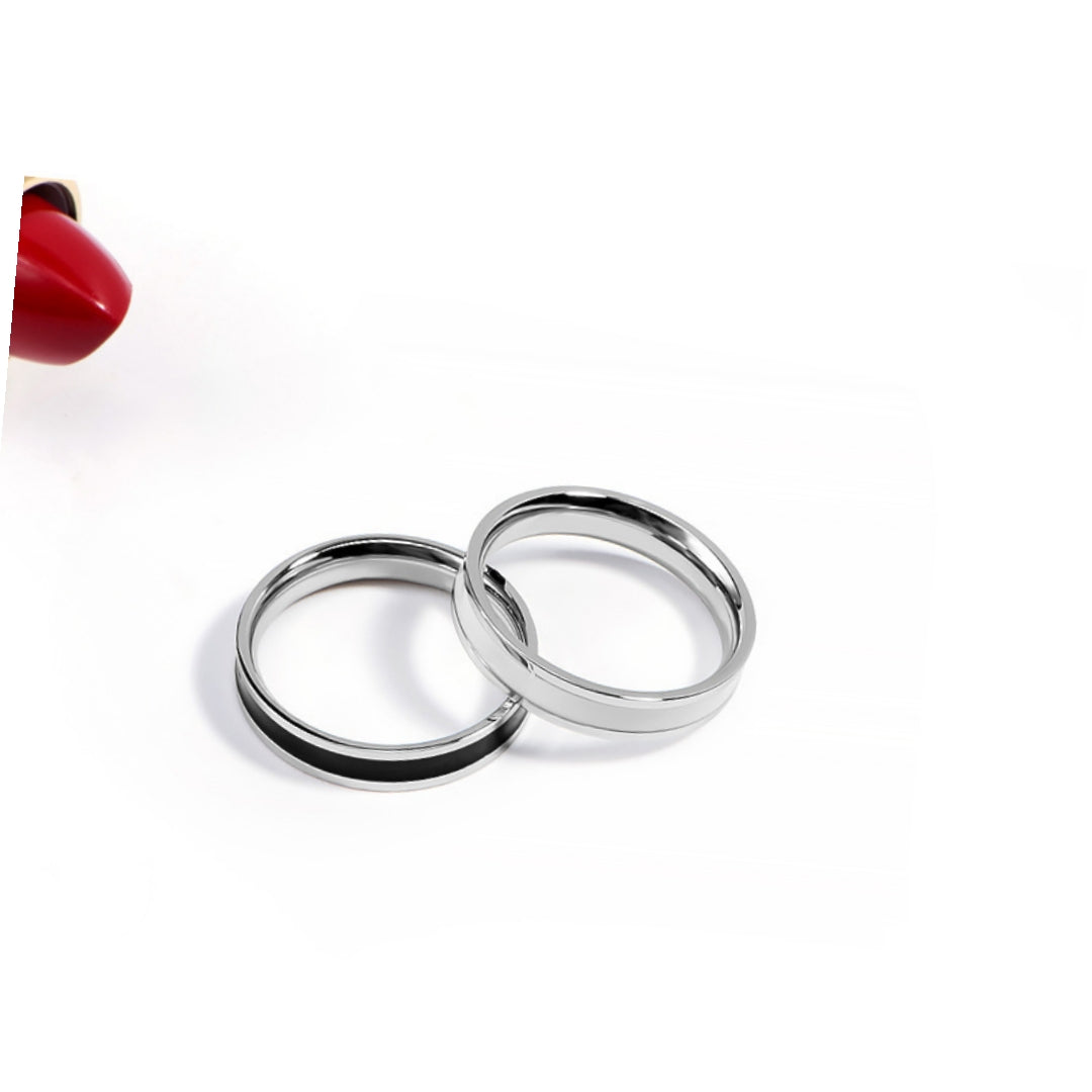 Rockyu シンプルステンレスリング レディース 3.5mm幅 金属アレルギー対応 エナメル加工