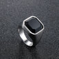 ステンレス印台リング メンズ｜ブラックオニキス＆ターコイズ デザイン 指輪