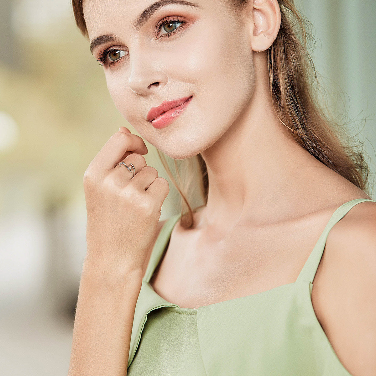 Rockyu 猫リング レディース シルバー925 フリーサイズ シンプル 可愛い ネコモチーフ 金属アレルギー対応