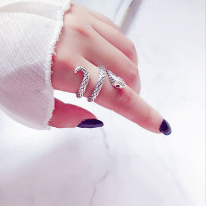 Rockyu 蛇形シルバーリング｜開口デザインの個性派ヴィンテージ指輪