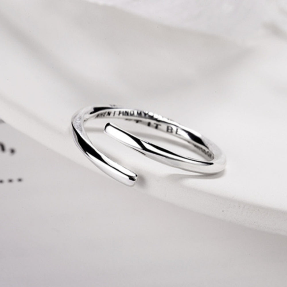 Rockyu メッセージ刻印リング シルバー925 レディース メンズ フリーサイズ 指輪